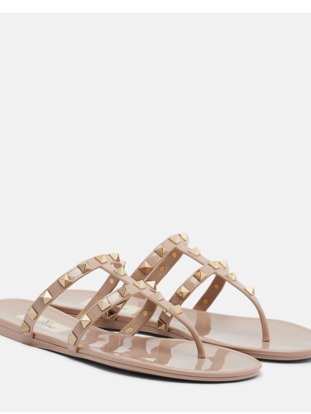 Valentino Garavani Nude Patent Rockstud Thong Sandals